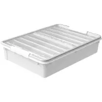 Orthex Bedroller 60991 oppbevaringsboks 60 liter med hjul, hvitt/klart lokk