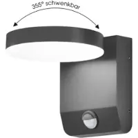 CMD LED-vegglampe 9083, sensor, antrasitt, 16 cm, CCT, IP54
