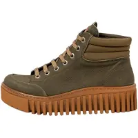 Art for woman. 115321222003_0G3 Leather ankle boots 1532 green (37), 3 to 5 cm, Laces, Casual