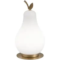 FABAS LUCE Wilma LED-bordlampe, messing/hvit, pæreformet, dimbar