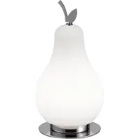 FABAS LUCE Wilma LED-bordlampe, krom/hvit, pæreformet, dimbar