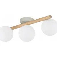 TK Lighting Estera taklampe, opalt glass, tre, 3 lyskilder