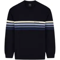 Armani Exchange for man. XM002424AF11960MB571 Navy striped knit sweater (M), Casual, Cotton