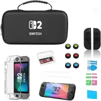INF Switch 2 oppbevaringsetui med tilbehør – beskyttende bære-etui i flerfarget PU+EVA+ABS+Silicone, kompatibel med Nintendo Switch 2