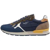 Pepe Jeans for man. PMS400021 Brit Essence navy shoes (41), Flat, Laces, Casual