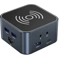 Wozinsky Hub USB-C 12 in 1 WHBC09Y8S multifunctional with wireless charging function aluminum with 15 cm cable - gray USB-hub