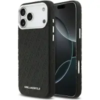 Karl Lagerfeld iPhone 17 Pro Max Grained Repeated Logo MagSafe-deksel - Svart