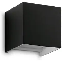 Ideal Lux utendørs vegglampe Atom, svart, 10 cm, metall