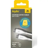 Aqiila Cablebird CS11 kabel USB C til C 60W silikon 1m hvit