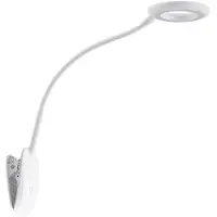 PRIOS LED-klemmelampe Harumi, hvit, oppladbart batteri, USB, 51 cm høy