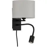 LINDBY vegglampe Florens, svart, LED-leselampe, 23,5 cm