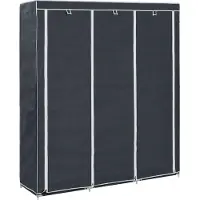 vidaXL Garderobe med skap og stenger svart 150x45x175 cm stoff