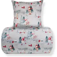 Nordstrand Julesengetøy 140x220 cm - 100% bomull - Grått med nissedesign