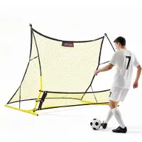 Vevor fotballreboundernett, 2-i-1 fotballmålrebounder, tykke glassfiberstenger, jernrør for lagkontroll, pasningstrening, enkelt oppsett av balltreningsutstyr for tenåringer og voksne, 72" x 43