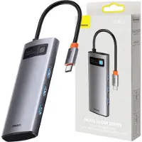 Baseus WKWG020013, Koblet med ledninger (ikke trådløs), USB 3.2 Gen 1 (3.1 Gen 1) Type-C, 100 W, Grå, 30 Hz, Aluminium