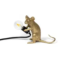 Seletti Muselampe LED-pære USB-sittende lampe gull
