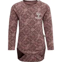 Hummel Body I/e - hmlFia - Deep Taupe m. Sølvglitter - - 62 - Langermet Body