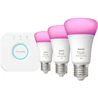Philips Hue Startsett: 3 Stk. E27 Lyspærer (1100 Lm) - White & Color Ambiance
