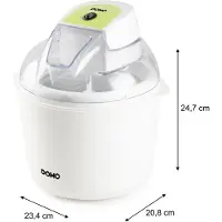 Domo DO9304I, Iskremmaskin med gelébeholder, 1,5 l, 1 boller, Hvit, 30 min, 1,15 m