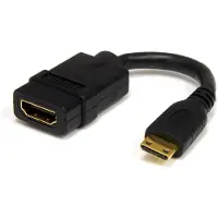 StarTech.com High Speed HDMI-kabel - HDMI til HDMI Mini - Hun/hann - Video/lyd/nettverksadapter - HDMI - 30 AWG - HDMI 19-pinners (W) - Mini HDMI 19-pinners (M) - 1,3 cm - skjermet - svart - for P/N: