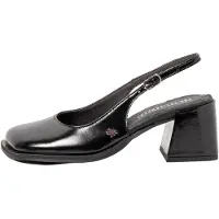 Art for woman. 120121101003_001 Leather sandals 2012 black (36), 5 to 8 cm, Buckle, Classic