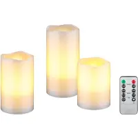 Goobay Sæt med 3 LED-stearinlys i voks, hvid