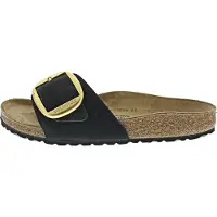 Birkenstock for woman. 1023373 Madrid Big Buckle leather sandals (Narrow Fit) black (40), Flat, None, Casual