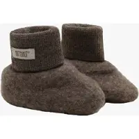 Huttelihut Barnetøfler - Ullfleece - Brown Melert - - 50/56 - Barnetøfler