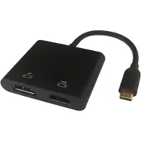 Deltaco USB-C MST HUB, 2x 4K/60Hz, HDMI + DP, svart, 0,1m