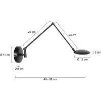 Steinhauer LED-vegglampe Zenith 2 med arm, svart, CCT, metall, stikkontakt