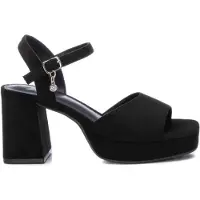 Xti for woman. 14147101-NEGRO Black Suede Ladies Sandals (38), 5 to 8 cm, Buckle, Casual, Party