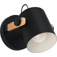 Eglo Vegglampe i Hornwood, Ø 17 cm, svart/brun, stål
