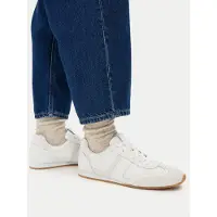 Ralph Lauren for woman. 802P17694001 Dani leather and white suede sneakers (39), Flat, Laces, Casual
