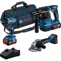 Bosch Gsr18v-45+gws18v-8+gbh18v-22+3x4.0ah+b Elektrisk Verktøysett