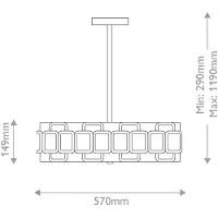 HINKLEY Hengelampe Sabina, svart, Ø 57 cm, metall/tekstil, 4 x E27