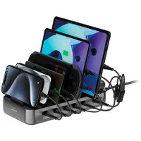 4smarts Team 541805 ladestasjon 100W, 5x USB-C/1x USB-A, 6 kabler, svart