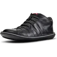 Camper for man. 36678-094 Beetle black leather sneakers (45), Flat, Laces, Casual