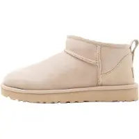 Ugg for woman. 1116109 Beige Classic Ultra Mini leather ankle boots (39), Flat, None, Casual