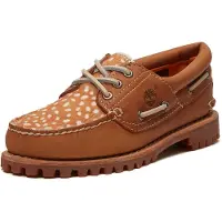 Timberland for woman. TB0A2GNVANR1 Brown Authentic Leather Boat Shoes (37 W), Flat, Laces, Casual