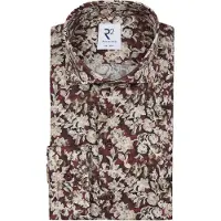 R2 Poplin Skjorte Mønster Burgundy Flerfarget Bordeaux Rød Størrelse