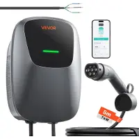 Vevor ladestasjon for elbil 7kW enfaset elbillader 5M, for alle elbiler og plug-in-hybrider, 230V AC Home Type 2 Smart bil-veggboks, 32A strøm, med app-fjernkontroll og LED-indikator, IP65