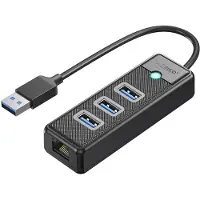 ORICO PW3UR25-U3 USB-hub med 4 porter: 3 x USB-A 3.0, 1 x RJ45 2,5 G Ethernet, 1 m – svart