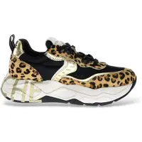 Voile Blanche for woman. 2017475 Club105 beige Leather Sneakers (41), 3 to 5 cm, Laces, Casual, Animal Print