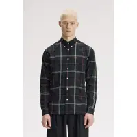 Fred perry for man. M3456 Green tartan poplin shirt (S), Casual, Cotton, Long sleeve