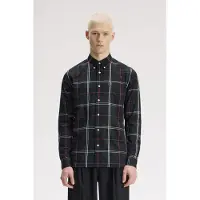 Fred perry for man. M3456 Green tartan poplin shirt (L), Casual, Cotton, Long sleeve