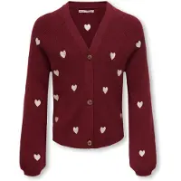 Kids Only Cardigan - KogDana - V-hals - Cabernet/Emballasje Tofu - - 9-10 år (134-140) - Cardigan