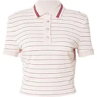 GUESS for woman. W6YP22K4368 Pink striped polo (S), Casual, Viscose, Short sleeve