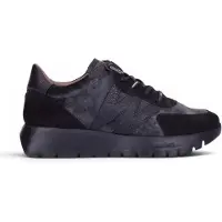 Wonders for woman. A-24111 Odisei01 Black Leather Sneakers (39), Flat, 1 to 3 cm, Split Leather, Laces, Casual