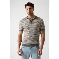 GUESS for man. M6YR18Z0923 Green striped polo (L), Casual, Multicolor, Acrylic, Viscose, Short sleeve