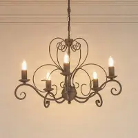 Luminex Lysekrone Mauro, beige, 5 lyskilder, Ø 62 cm, metall, E14